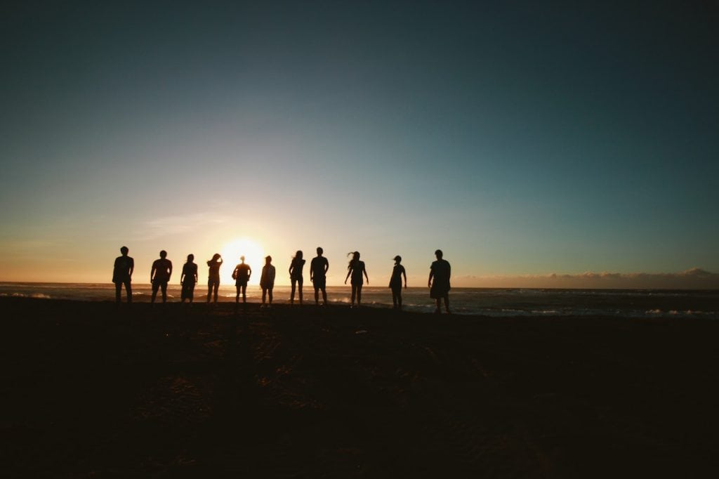 silhouette of a group of people